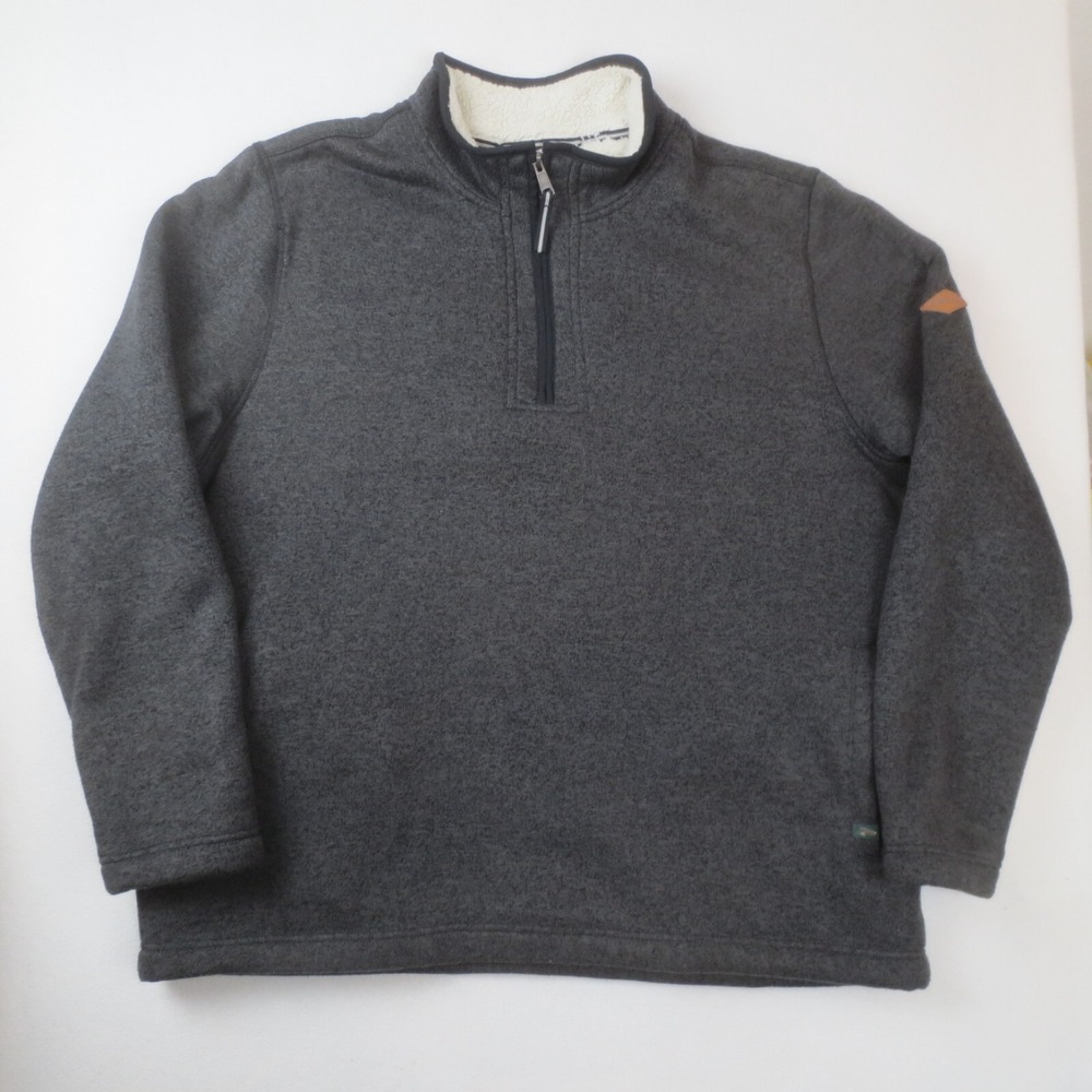 Orvis Sweater Mens‎ XXL Gray 1/4 Zip Pullover Fleece Lined Oversized Sweatshirt